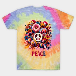 Vintage hippie sixties peace and love pattern T-Shirt